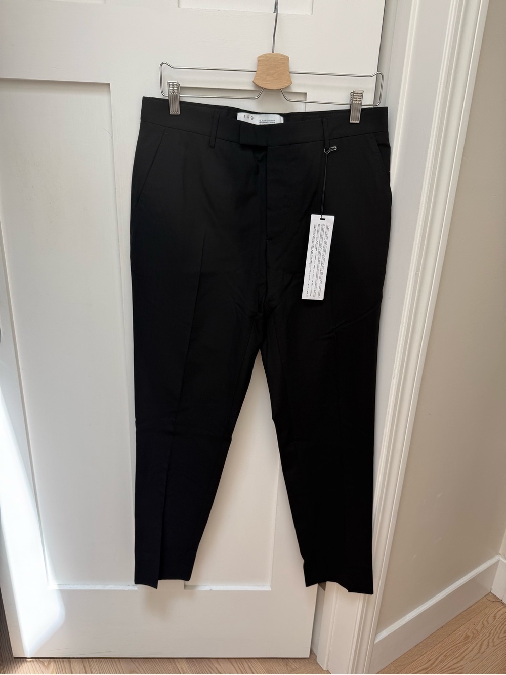 IRO NWT Men's Wool Black Slacks Pants  Size EU48: US 38 or 32" waist